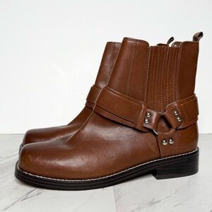 Marc Fisher Mizzie Brown Harness Square Toe Boot 9M